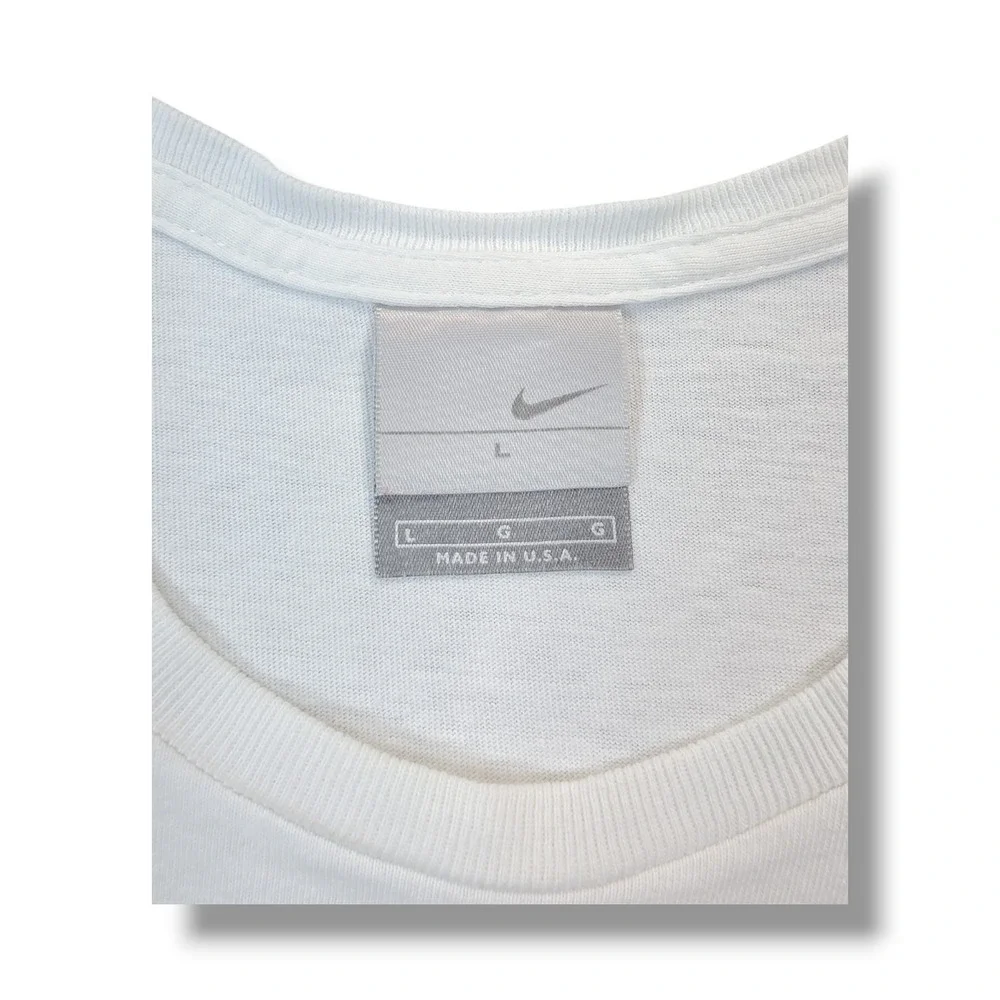 Vintage Nike Center Spellout Gray Tag White T-Shirt Men's L  Made in USA